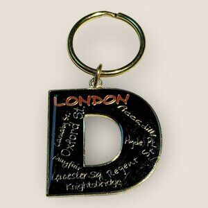London "D" Keychain Keyring Iconic Landmarks Design Black Gold Travel Vacation